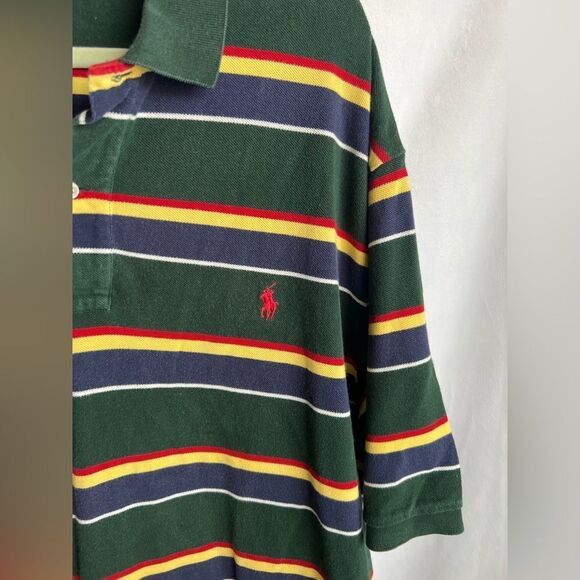 Polo Ralph Lauren Men's Polo Shirt Green Blue Stripe 2LT - Picture 5 of 5